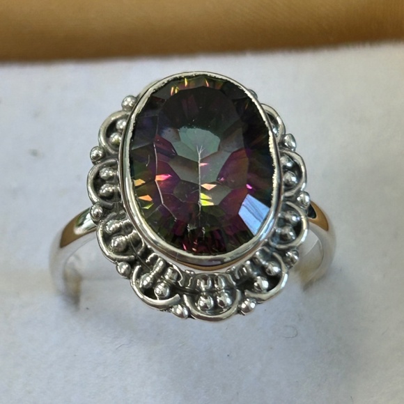 Rainbow Mystic Topaz Sterling Silver Ring Size 9 New In Box! - Picture 3 of 14